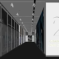 Office Corridor With Glass Partitions GREE Logo 2 Gray Carpet Room Numbers 201 202 203