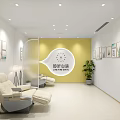 Warm Psychology Counseling Room Interior With Comfortable Reclining Chairs Green Plant And Decorative Paintings