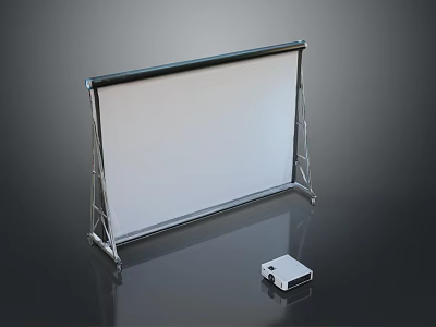 Portable Computer Projector With Tripod Projection Screen For Home Office Use And Presentations 3d model