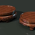 Traditional Wooden Carved Pedestals And Square Small Tables With Ornate Patterns