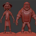 Cartoon Characters With Straw Hat Red Shirt Apron And White Beard Yellow Jacket Blue Pants