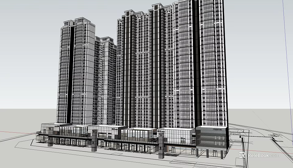 High Rise Residential Building Complex With Modern Architectural Design And Multiple Towers 3d model 
