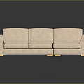 Modern Light Beige Multi Seat Sofa With Orange Armrests And Sectional Design 3d model