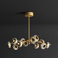 Modern Elegant Chandelier With Gold Circular Base And Clear Glass Tubes Design