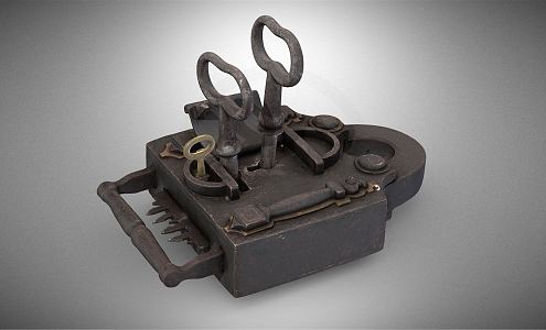 Chinese style lock padlock 3d model