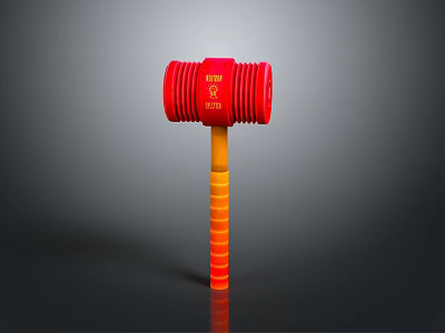 Red Hammer with 8LB Label On Red Head And Yellow Red Striped Handle 3d model