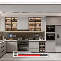 Sleek Modern Kitchen Interior With Built in Appliances And Cabinet Storage 3d model