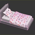 Modern Bedroom Furniture Bed with Gray Headboard Colorful Patterned Quilt and Matching Pillows
