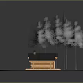 Cartoon Scene With Small Wooden House On Green Lawn And Trees Around