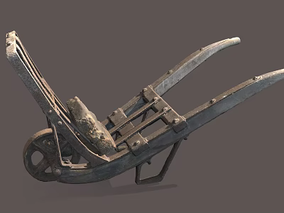 Antique Metal Wheelbarrow Featuring Vintage Structure And Historical Design Elements 3d model