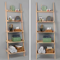 Wooden Bathroom Shelf with Multi Tier Design for Towels Storage Boxes Mirror and Toiletries
