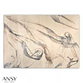 Square Carpet Featuring Abstract Curved Patterns in Neutral Beige and Dark Hues