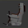 Orange Leather Mechanical Seat With Control Lever Armrests And Reinforced Metal Frame