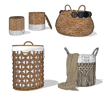 Modern Storage Basket Natural Rattan Storage Basket Storage Basket 3d model