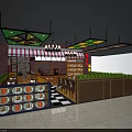 Cozy Restaurant Interior With Checkered Floor And Fresh Vegetable Displays