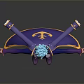 Anime Character 3D Model With Blue Green Hair Purple Cape And Open Arms Pose