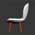 White Upholstered Chair With Diamond Tufted Design And Stylish Red Legs