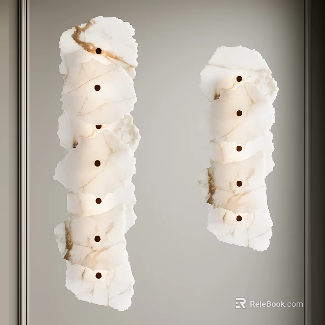 Modern Alabaster Wall Lamp With Irregular Layered Design And Textured Surface 3d model