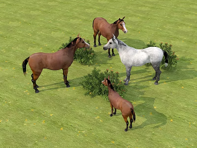 Reptiles In Natural Grassland Environment With Green Shrubs And Open Space 3d model