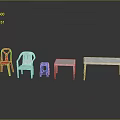 Colorful Modern Furniture Collection Featuring Red White Chairs Blue Stool And White Tables