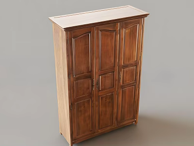 Traditional Wooden Wardrobe With Solid Wood Panel Doors And Classic Design 3d model