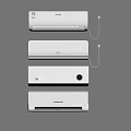 Multiple Modern Wall Mounted Air Conditioner Fans Arranged On Gray Background With White Design