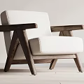 Modern Accent Chair With Wooden Armrests Light Upholstered Cushion And Minimalist Design