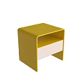 Modern Yellow Console Table With Open Pink Drawer And Simple Design