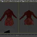 Brown Long Sleeve Dress With High Neck Ruffled Skirt And Fitted Waist Design
