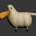 Cute Cartoon Sheep 3D Model With White Wool And Orange Nose