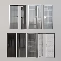 Various Double Doors Designs Featuring Grille Patterns And Glass Panels 3d model