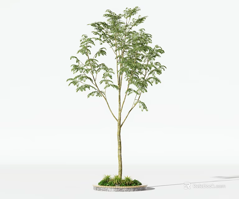 Tree Pit With Lush Green Tree And Circular Base In Outdoor Landscape 3d model 