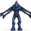 Sci Fi Character Creature With Blue Glowing Elements And Multiple Armored Limbs 3d model