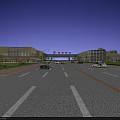 Evening Commercial Street Scene Featuring Buildings Cars On Road And Gateway Shopping Sign