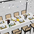 Outdoor Dining Table And Chairs Set With Transparent Canopy White Green Decorative Balls
