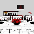 Volkswagen Red Polka Dot Car Display Booth With Flag Figures And Ropes