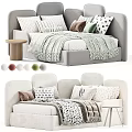 Soft Modern Kids Bed With Cozy Pillows And Safe Mattress For Children