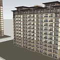 Modern Residential Building Exterior With Multiple Floors And Regular Window Design 3d model