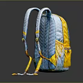 Vibrant Yellow And Blue Backpack With Multiple Zippers Straps For Daily Use And Travel