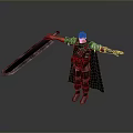 Man In Medieval Armor With Cloak Holding Large Sword And Arms Outstretched