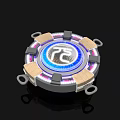 Circular Tech Device With Blue Center And TC Logo Metallic Frame Design 3d model