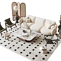 Quiet sofa tea table combination 3d model