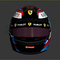 Ferrari Racing Helmet With Hublot Logo Kubica Name Colorful Design Black Red Blue Accents