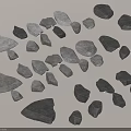 Natural Gray Stones and Wood Pieces in Various Sizes and Shapes