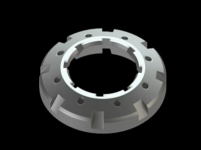 Circular Industrial Mechanical Metal Ring Component With Precision Holes And Grooves 3d model