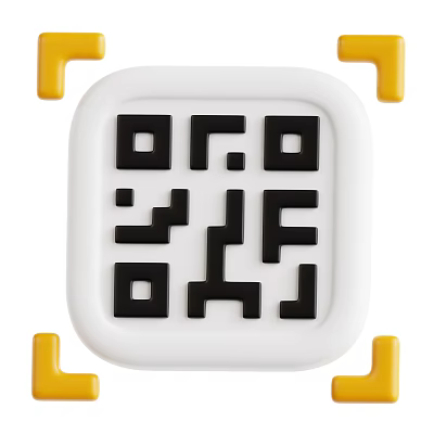 Modern Stylish Home Decorative Ornament Set Featuring QR Code Design With Yellow Corner Accents 3d model