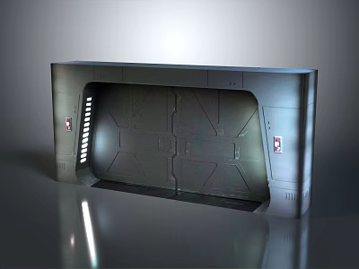 Futuristic Metal Control Panel With Symmetric Design And Red Indicators 3d model