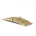 Wooden Garden Bridge Featuring Arched Design and Decorative Slatted Structure
