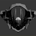 Futuristic Mechanical Robot Head With Metallic Texture Red Glowing Eyes And Angular Details