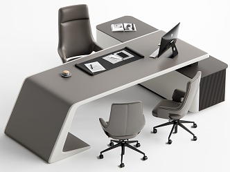 modern office desk and chair 3d model